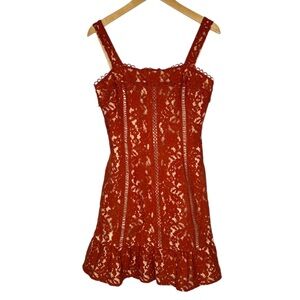 Endless rose lace rust colored mini dress size small
